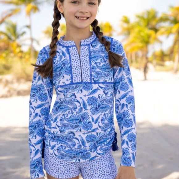 EUC big Girls Cabana Life Rash Guard beach top Resort Wear Sz 14 - Picture 1 of 10